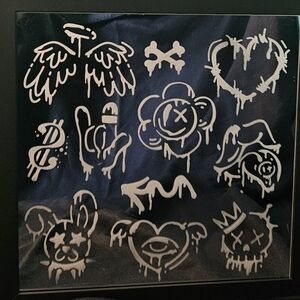 Black and Silver Graphic Art Mirror